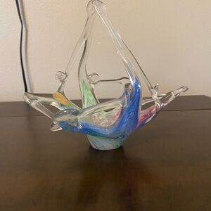 Murano Glass Art with Blue, Green, and Pink Accents